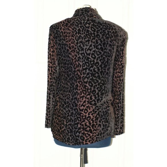 Kay Chapman animal print sheer velvet black tassel open tunic Sz M - Picture 2 of 5